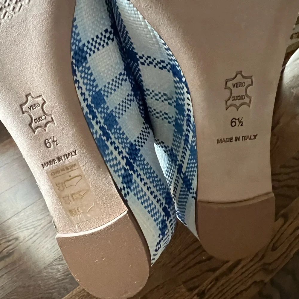 Tory Burch Blue and Cream Espadrilles